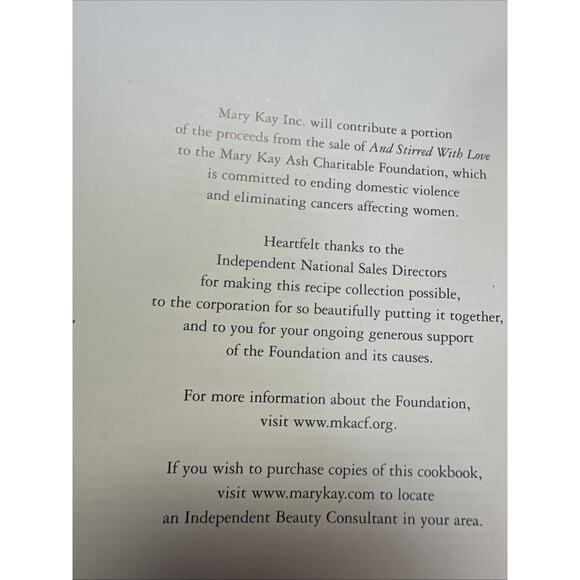 And Stirred with Love: Recipes and Reflections Shared by the Mary Kay Family NEW - Picture 6 of 6